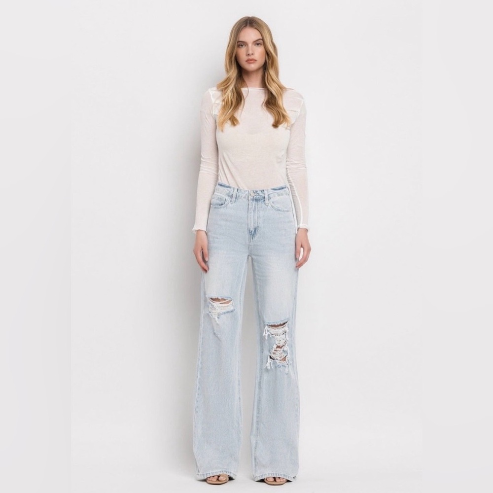 NWT - Vervet - Leslie Wide-Leg Distressed Jeans